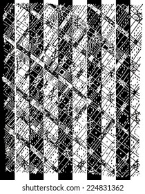 Vector illustration of an abstract black and white pattern drawing. lines and squares.