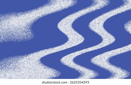 Vector illustration of an abstract black and white seascape, featuring stylized ocean waves, a textured sun, and a flowing cloud set against a clean transparent background.