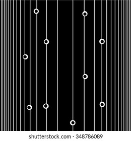 Vector illustration of abstract black and white lines and circles background , vertical lines pattern