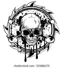 Vector illustration abstract black and white sign to skull