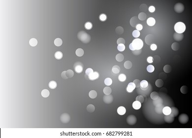 Vector illustration abstract black and white background with magic blur bokeh light effect. Christmas and new year template.