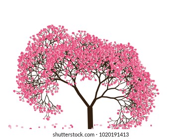 Vector illustration of an abstract blossoming cherry tree against white background