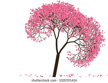 Vector illustration of an abstract blossoming cherry tree against white background