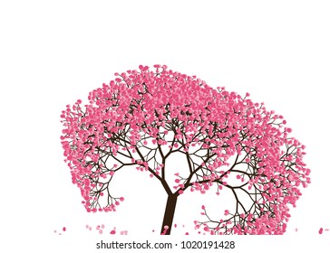 Vector illustration of an abstract blossoming cherry tree against white background