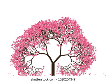 Vector illustration of an abstract blossoming cherry tree against white background