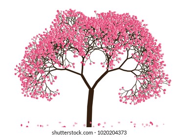 Vector illustration of an abstract blossoming cherry tree against white background