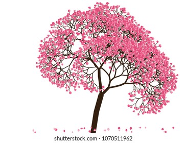 Vector illustration of an abstract blossoming cherry tree against white background
