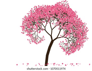 Vector illustration of an abstract blossoming cherry tree against white background