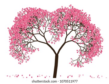 Vector illustration of an abstract blossoming cherry tree against white background