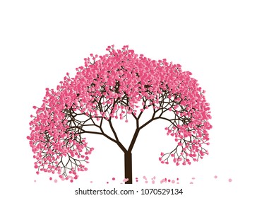 Vector illustration of an abstract blossoming cherry tree against white background