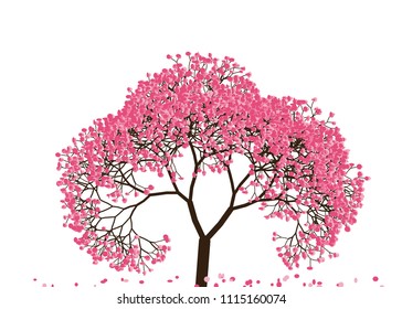 Vector illustration of an abstract blossoming cherry tree against white background