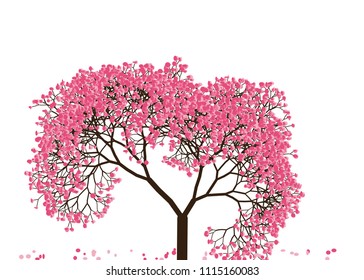 Vector illustration of an abstract blossoming cherry tree against white background