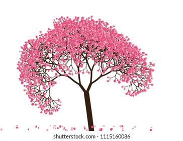 Vector illustration of an abstract blossoming cherry tree against white background