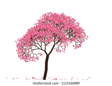 Vector illustration of an abstract blossoming cherry tree against white background