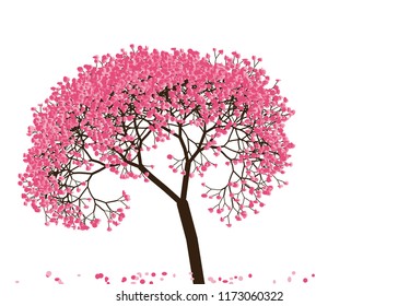 Vector illustration of an abstract blossoming cherry tree against white background.