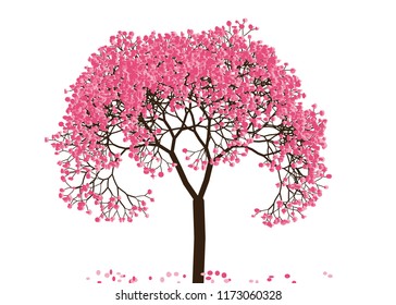 Vector illustration of an abstract blossoming cherry tree against white background.