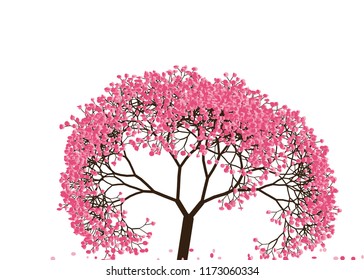 Vector illustration of an abstract blossoming cherry tree against white background.