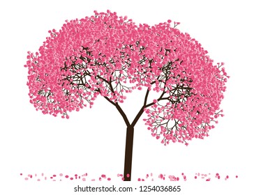 Vector illustration of an abstract blossoming cherry tree against white background.