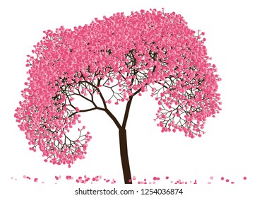 Vector illustration of an abstract blossoming cherry tree against white background.