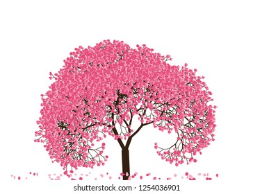 Vector illustration of an abstract blossoming cherry tree against white background.