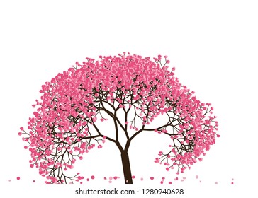 Vector illustration of an abstract blossoming cherry tree isolated on a white background.