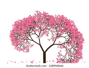 Vector illustration of an abstract blossoming cherry tree isolated on a white background.