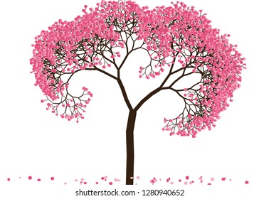 Vector illustration of an abstract blossoming cherry tree isolated on a white background.