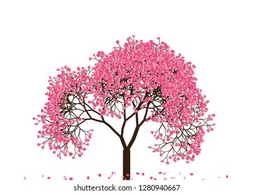 Vector illustration of an abstract blossoming cherry tree isolated on a white background.
