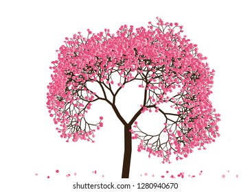 Vector illustration of an abstract blossoming cherry tree isolated on a white background.