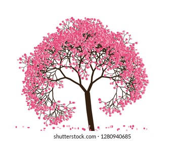 Vector illustration of an abstract blossoming cherry tree isolated on a white background.