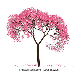 Vector illustration of an abstract blossoming cherry tree isolated on a white background.