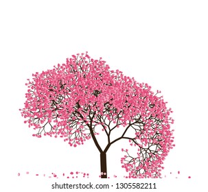 Vector illustration of an abstract blossoming cherry tree isolated on a white background.