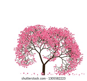 Vector illustration of an abstract blossoming cherry tree isolated on a white background.