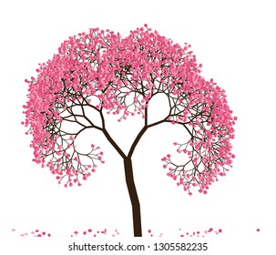 Vector illustration of an abstract blossoming cherry tree isolated on a white background.