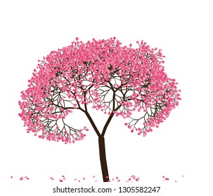 Vector illustration of an abstract blossoming cherry tree isolated on a white background.