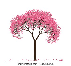 Vector illustration of an abstract blossoming cherry tree isolated on a white background.