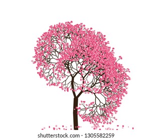 Vector illustration of an abstract blossoming cherry tree isolated on a white background.