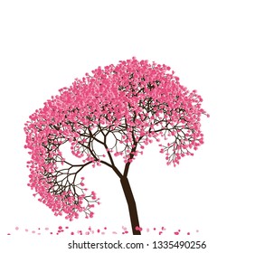 Vector illustration of an abstract blossoming cherry tree isolated on a white background.