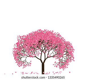 Vector illustration of an abstract blossoming cherry tree isolated on a white background.