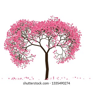 Vector illustration of an abstract blossoming cherry tree isolated on a white background.