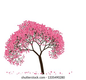 Vector illustration of an abstract blossoming cherry tree isolated on a white background.