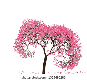 Vector illustration of an abstract blossoming cherry tree isolated on a white background.