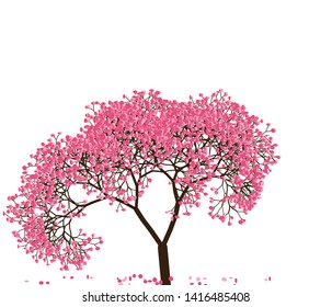 Vector illustration of an abstract blossoming cherry tree against white background.