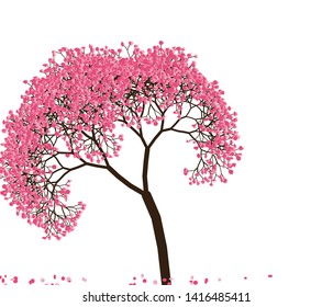 Vector illustration of an abstract blossoming cherry tree against white background.