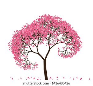 Vector illustration of an abstract blossoming cherry tree against white background.