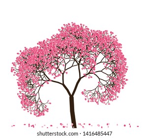 Vector illustration of an abstract blossoming cherry tree against white background.