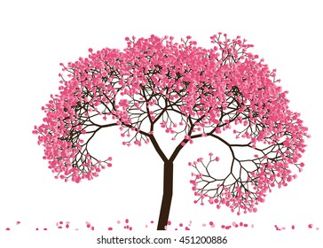 Vector illustration an abstract blossoming cherry tree against white background