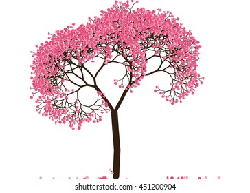 Vector illustration an abstract blossoming cherry tree against white background