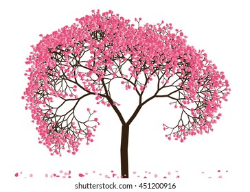 Vector illustration an abstract blossoming cherry tree against white background