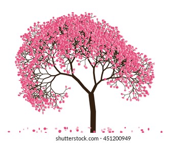 Vector illustration an abstract blossoming cherry tree against white background